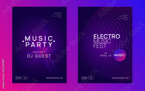 Discotheque Flyer. Green Dj Background. Violet Party Magazine. Techno Electro Element. Night Club Banner. Concert Vector. Psychedelic Beat Invitation. Pink Discotheque Flyer