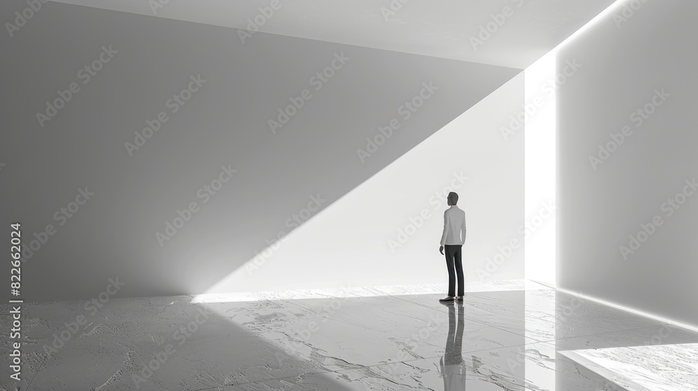 Detailed 3D business crisis scene, anime style, cool emotion, smooth white gradient background, minimalism, studio light, copy space Detailed 3D business crisis scene, anime style, cool emotion, smooth white gradient background, minimalism, studio light, copy space