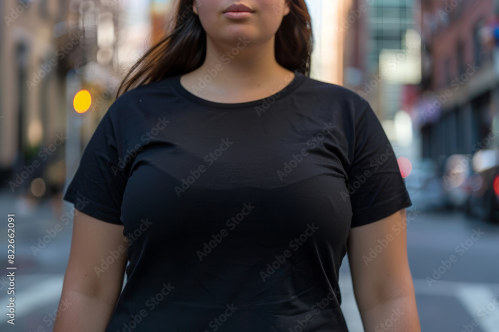 Plus Size Woman Black T-shirt Mockup Plus Size Woman Black T-shirt Mockup