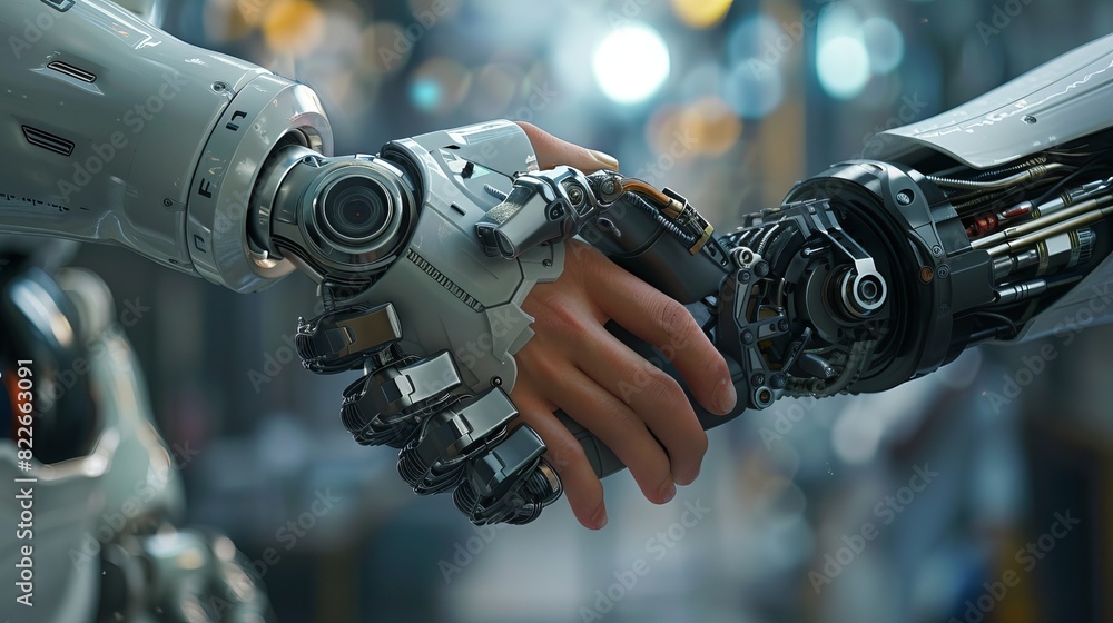 robot shakes hands with robot robot shakes hands with robot