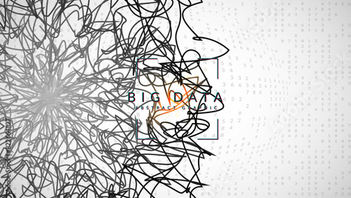 Digit Background. Innovation concept for intelligent learning. Design of a network with a cyber backdrop. Visualization of particles with financial value. Technology Background.