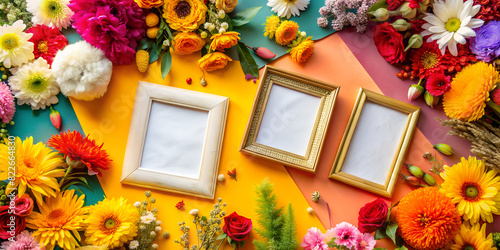 Aesthetic hero images for wedding card mock-up frame preview photo