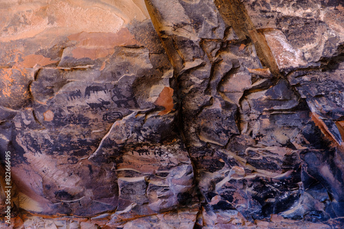 фотографія Pictographs on walls darkened by camp fires at Palatki ruins in Sedona, Arizona