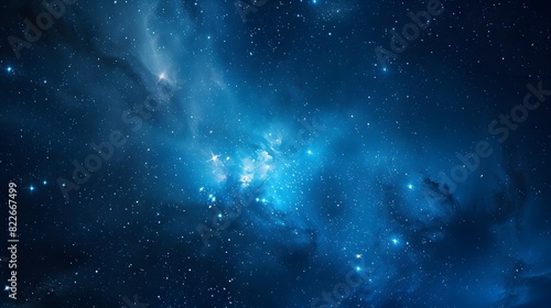 Blue Night Sky with Stars and Nebula