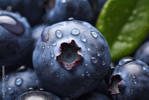 Wet fresh blueberry macro, close up berry background. Organic farm food, vegetarian, fresh market, healthy products, natural forest berries.
