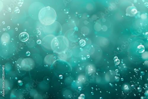 : A serene abstract background in shades of teal and aqua, with delicate bubbles rising up as if from the depths of a tranquil ocean, creating a peaceful underwater scene.
