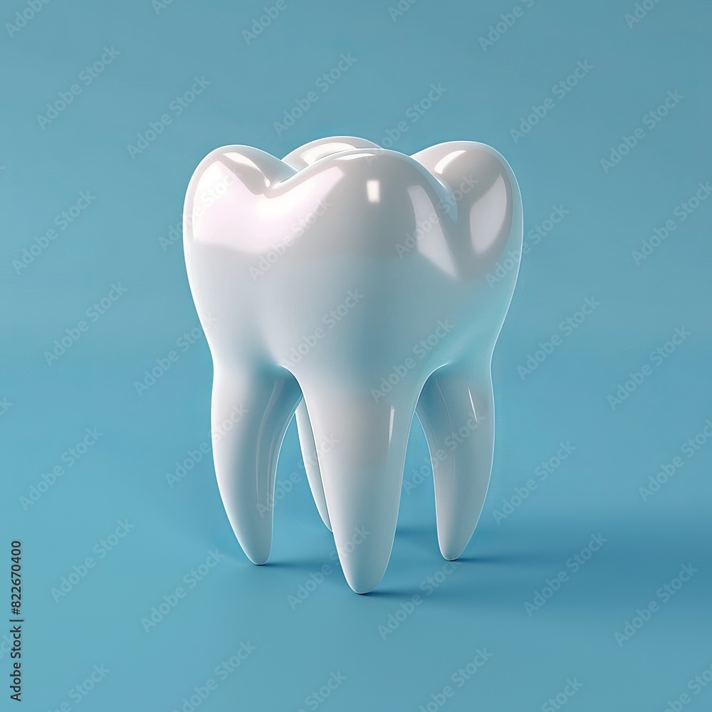 A single tooth against a blue background, highlighting dental health and aesthetics A single tooth against a blue background, highlighting dental health and aesthetics
