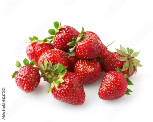 Strawberries On White. Fresh Bunch of Strawberries Isolated on Background