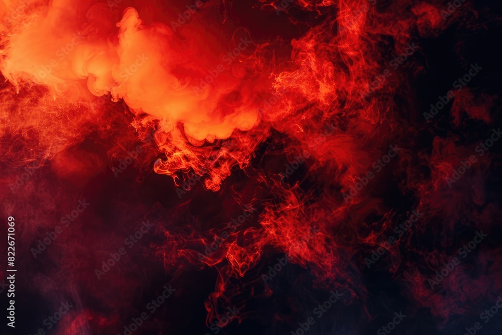 Smoke Red. Red Sky with Abstract Fire Clouds at Sunset Background