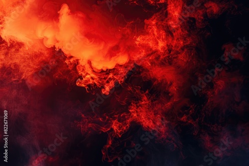 Smoke Red. Red Sky with Abstract Fire Clouds at Sunset Background