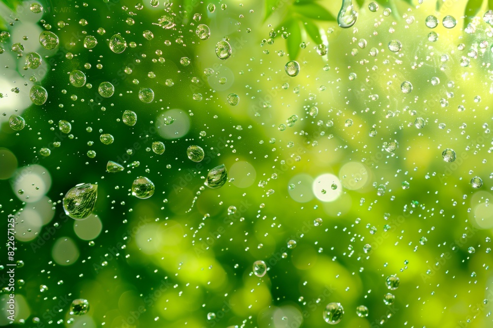 : A vibrant green abstract background filled with translucent bubbles, giving the impression of looking through a forest canopy on a dewy morning. : A vibrant green abstract background filled with translucent bubbles, giving the impression of looking through a forest canopy on a dewy morning.
