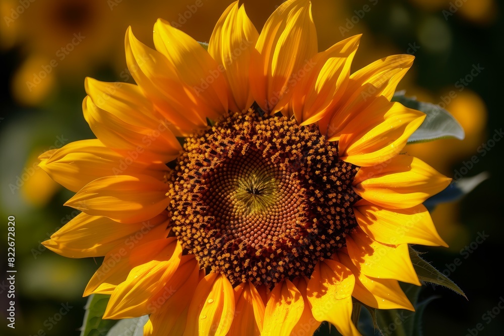 Detailed image showcasing the bright petals and intricate patterns of a sunflower in natural sunlight Detailed image showcasing the bright petals and intricate patterns of a sunflower in natural sunlight