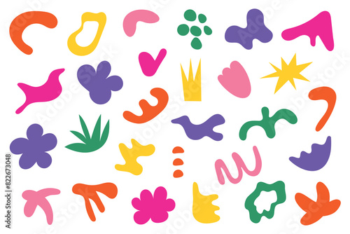 Bright modern hand drawn set with abstract elements. Vector set for design creation.