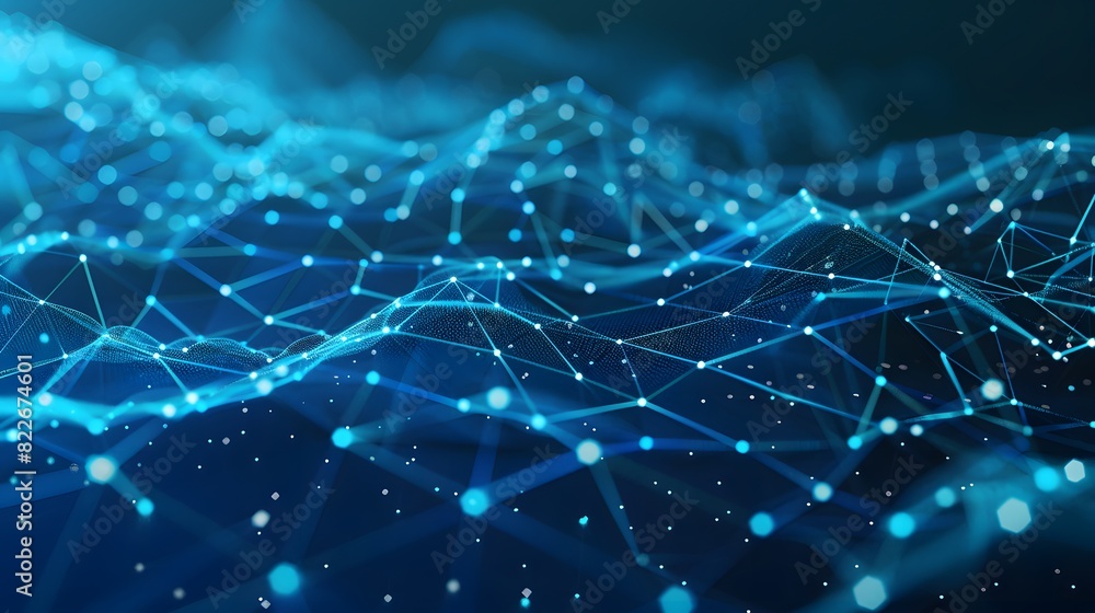 Futuristic Abstract Blue Mesh Pattern and Dots on Dark Gradient Futuristic Abstract Blue Mesh Pattern and Dots on Dark Gradient