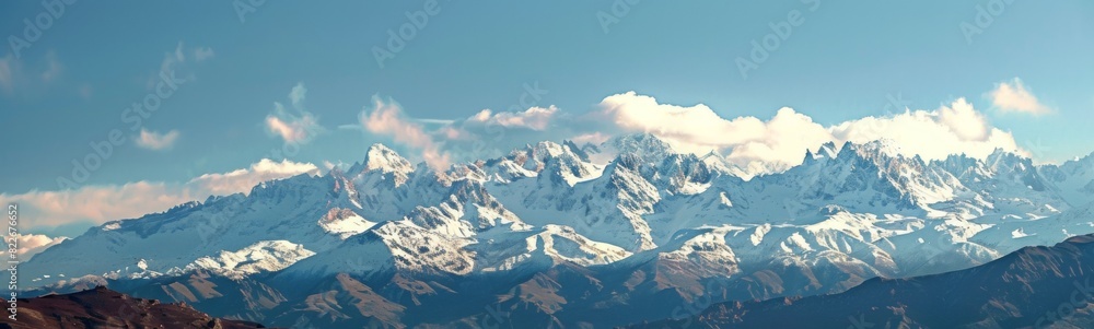 Mountains with snow on them and clouds in the sky