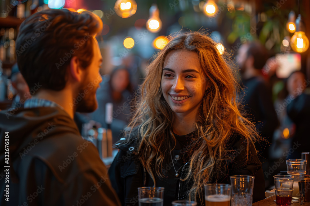 A networking event in a bustling city venue, where professionals connect and exchange business cards amid lively conversations and music. Generative Ai. A networking event in a bustling city venue, where professionals connect and exchange business cards amid lively conversations and music. Generative Ai.