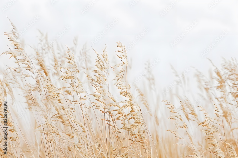 Abstract Beige Grasses with White Sky in Autumn Landscape Abstract Beige Grasses with White Sky in Autumn Landscape