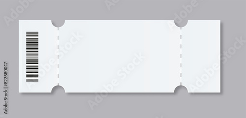 Ticket Empty template. Concert movie theater boarding blank white tickets lottery coupons . Vector