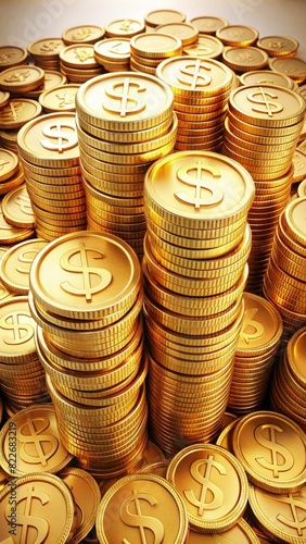 Stack of Gold Bitcoins. Generative AI