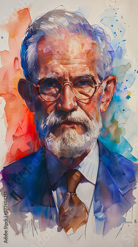 Portrait of the most famous psychoanalyst Sigmund Freud photo