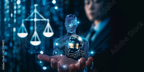 AI ethics or AI Law concept. Developing AI codes of ethics. Compliance, regulation, standard , business policy and responsibility for guarding against unintended bias in machine learning algorithms.  photo