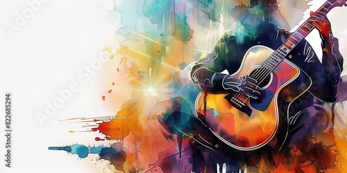  art brush illustration gital background painting watercolor foreground guitar colorful abstract acoustic play music performance musical artist concert musician 
