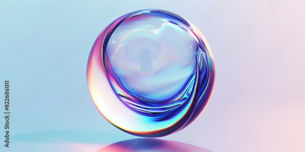 Abstract iridescent shape, colorful bubble, 3d render
