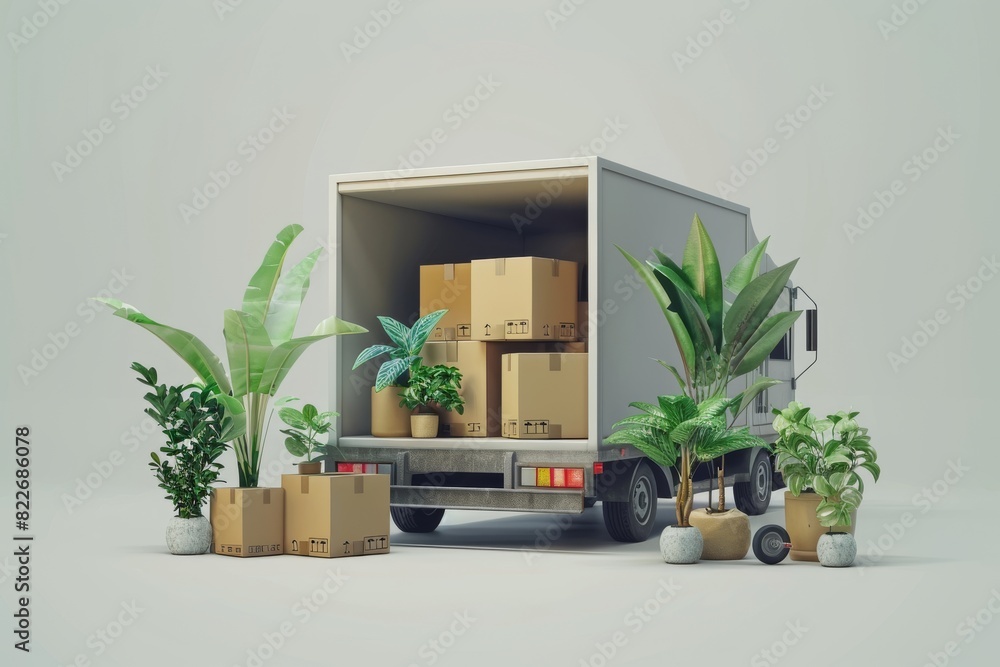 © Leo Rohmann - Industrial logistics with a worker loading boxes into a delivery truck in a modern warehouse, showcasing efficient and professional transport services. © Leo Rohmann - Industrial logistics with a worker loading boxes into a delivery truck in a modern warehouse, showcasing efficient and professional transport services.