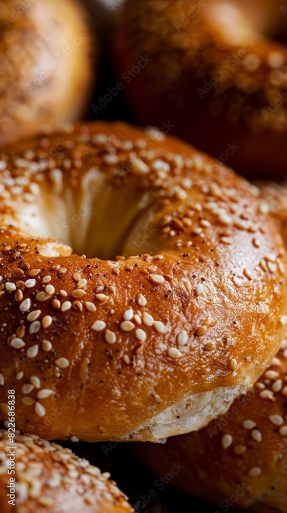 Macro food shot on the texture of bagel. Copy space area for text. Background, banner, template, events card. Macro food shot on the texture of bagel. Copy space area for text. Background, banner, template, events card.