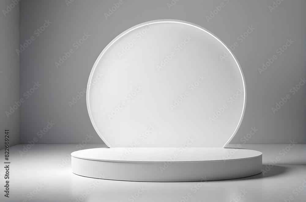 Round pastel lightning glowing geometric podium circular shape product placement beauty display advertisement 3d render visual minimalist white backdrop modern interior mockup blank copy space Round pastel lightning glowing geometric podium circular shape product placement beauty display advertisement 3d render visual minimalist white backdrop modern interior mockup blank copy space