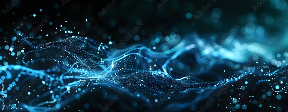 Abstract Background with Blue Glowing Particles and Dots Abstract Background with Blue Glowing Particles and Dots