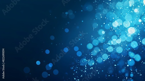 Abstract Background with Blue Glowing Particles on Dark Blue Gradient