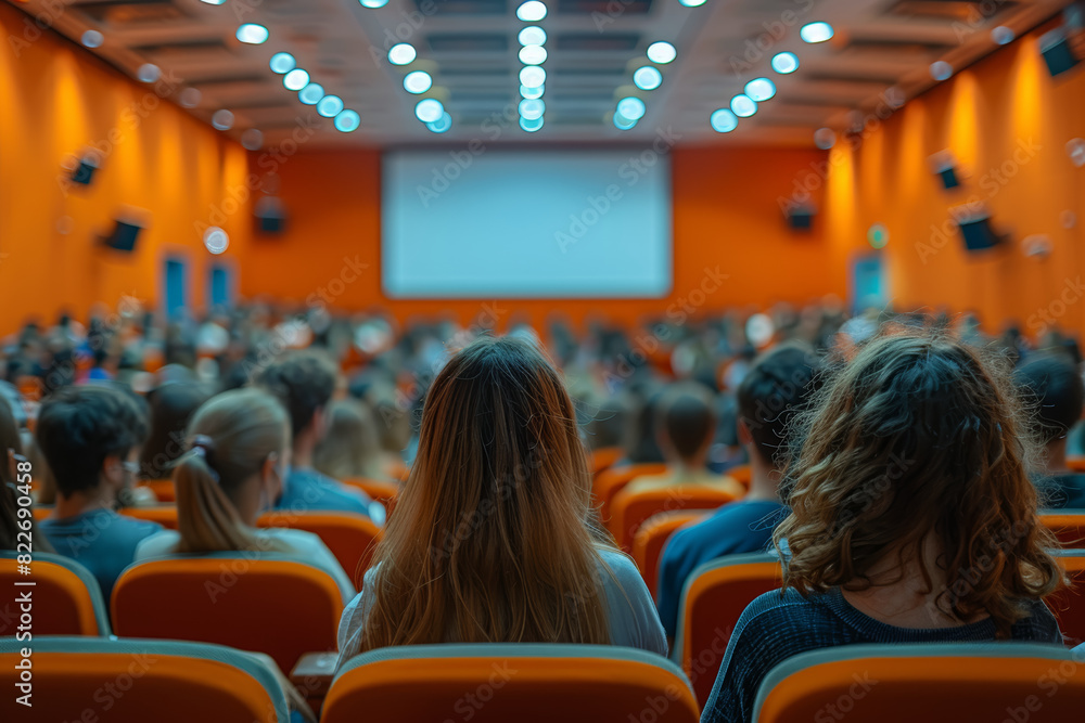 A town hall meeting in a local auditorium, where citizens gather to voice their concerns and engage in civic discourse. Concept of democracy and community involvement. Generative Ai.