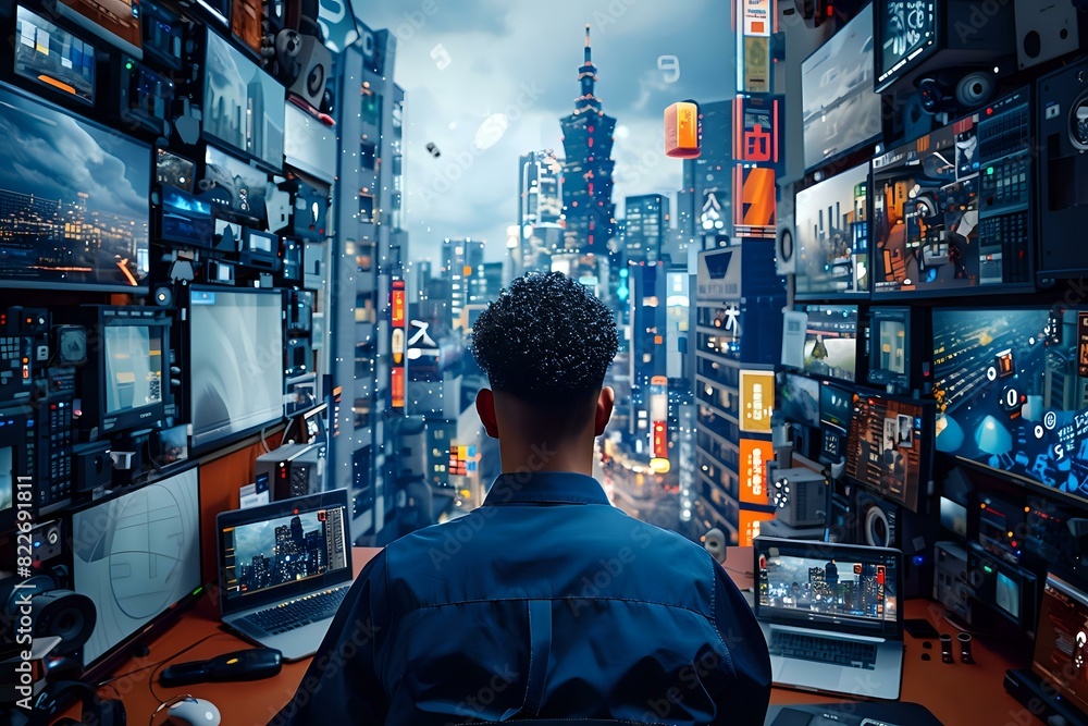 Naklejka premium All Business Intelligence: RPG Programmer's Intricate Workspace