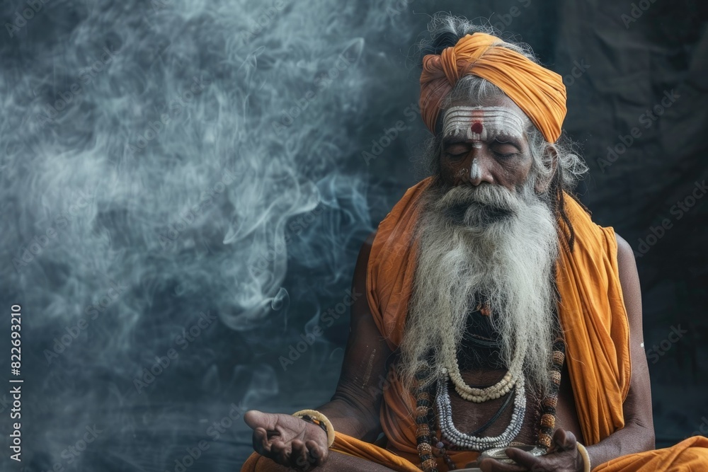 Indian man is old. Guru. Hermit. Indium. poor man Indian man is old. Guru. Hermit. Indium. poor man