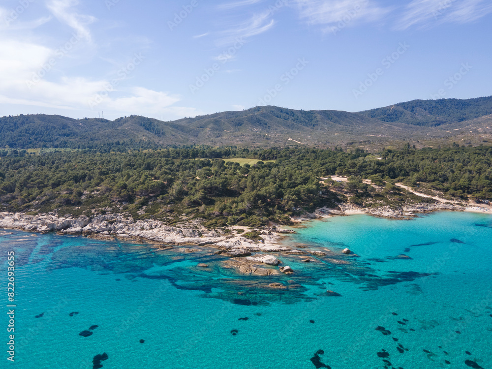 Naklejka premium Sithonia coastline near Orange Beach, Chalkidiki, Greece