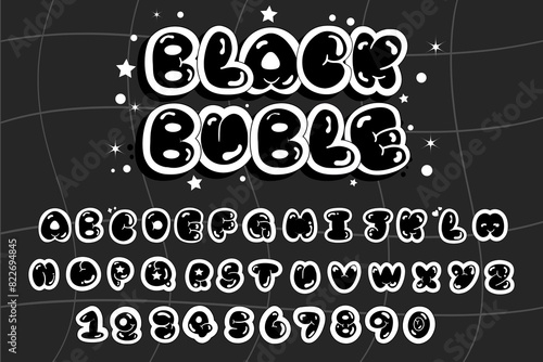 retro bubble font alphabet, 20s, y2k letter, retro bubble font, retro alphabet, bubble font in Y2K style. Playful design inspired by 2000s or 90s, graffiti font balloon letters, Puffy cartoon letters