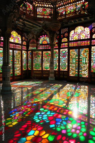 Colorful Stained Glass Room with Sunlight