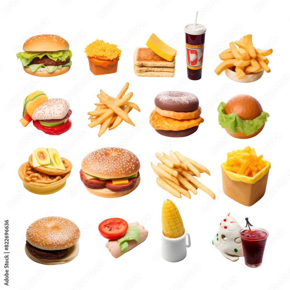 Set of Food isolated on transparent background, png, cut out. Set of Food isolated on transparent background, png, cut out.