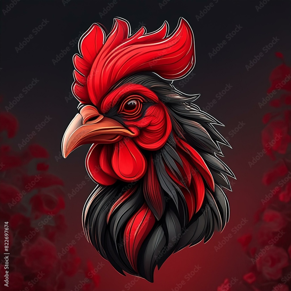a red rooster mascot
