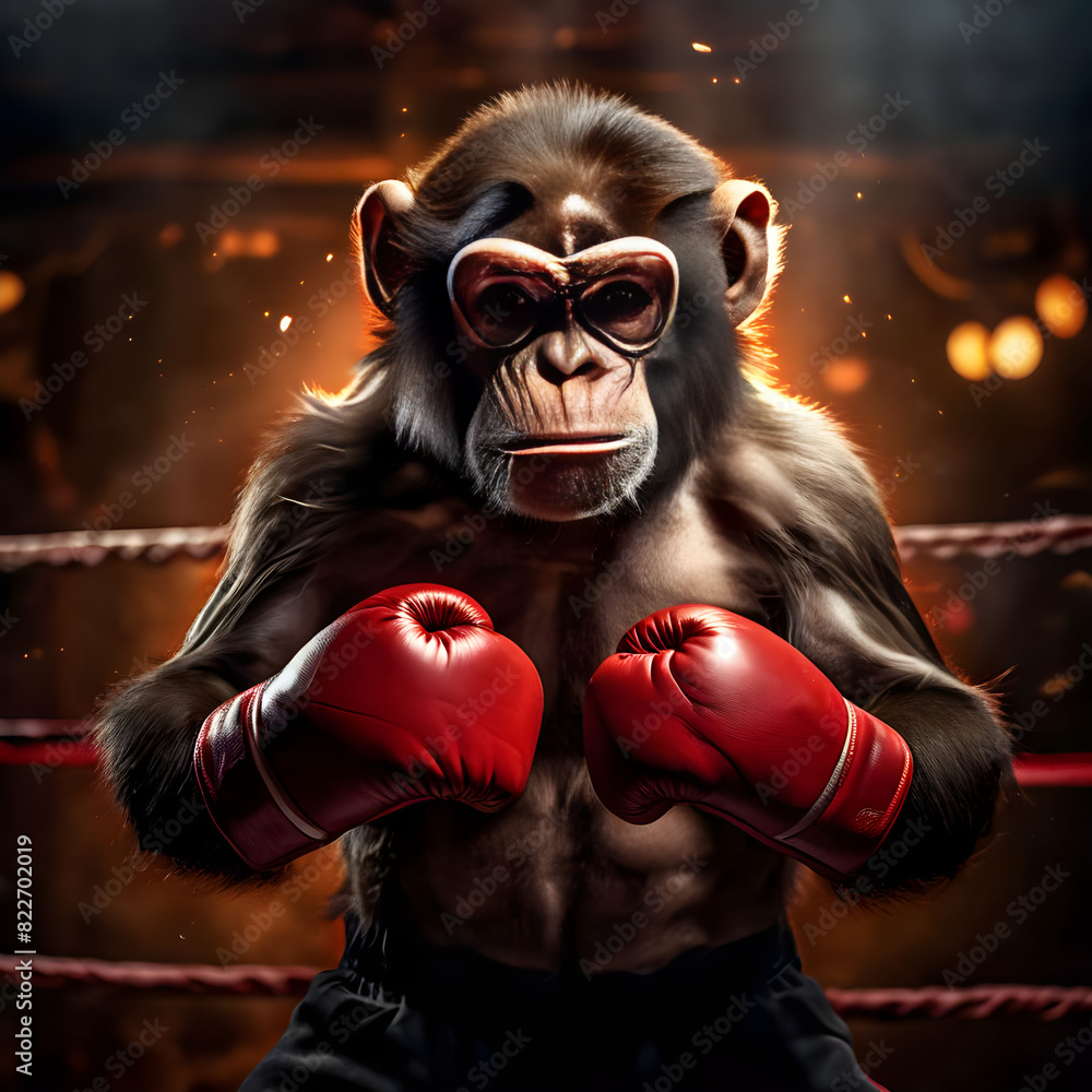 Monkey in Boxing Gloves