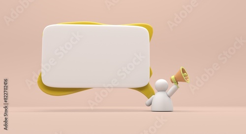 bulletin board with a mega phone (3d illustration)