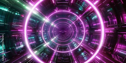 Neon tunnel Futuristic background