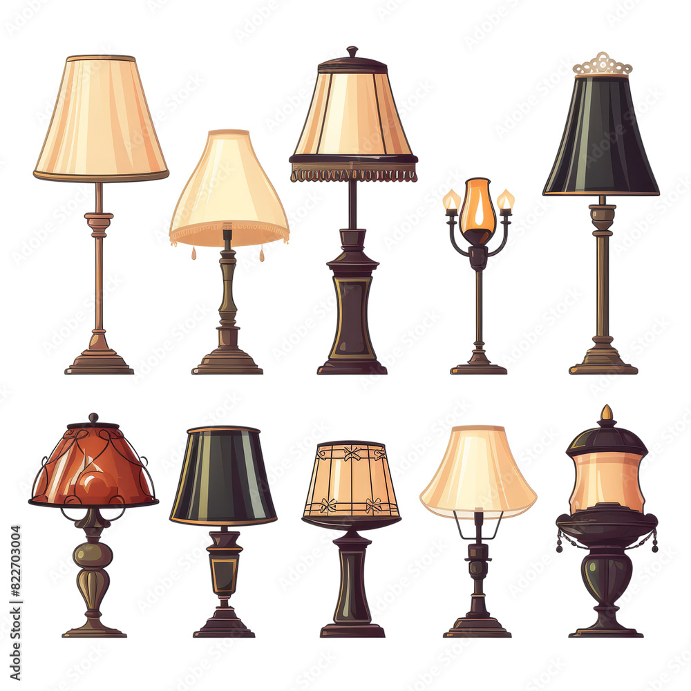 Set of Lamp isolated on transparent background, png, cut out.