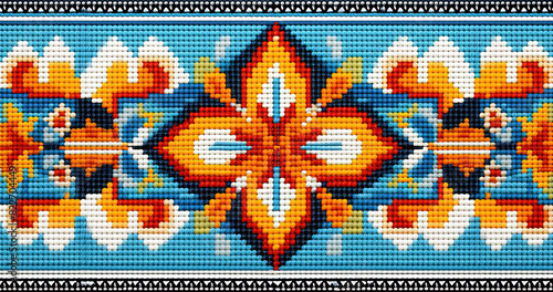 Traditional Ethnic Ukrainian Embroidery Pattern Design