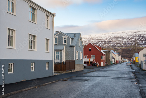 Old buildings in town of Akureyri in Iceland