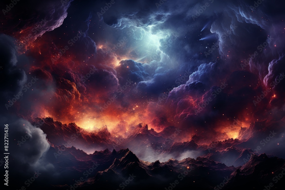 Fototapeta premium Cloudy Galaxy Sky Background Copy Space