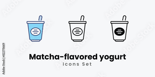 Wallpaper Mural Matcha-flavored yogurt icons set vector stock illustration Torontodigital.ca