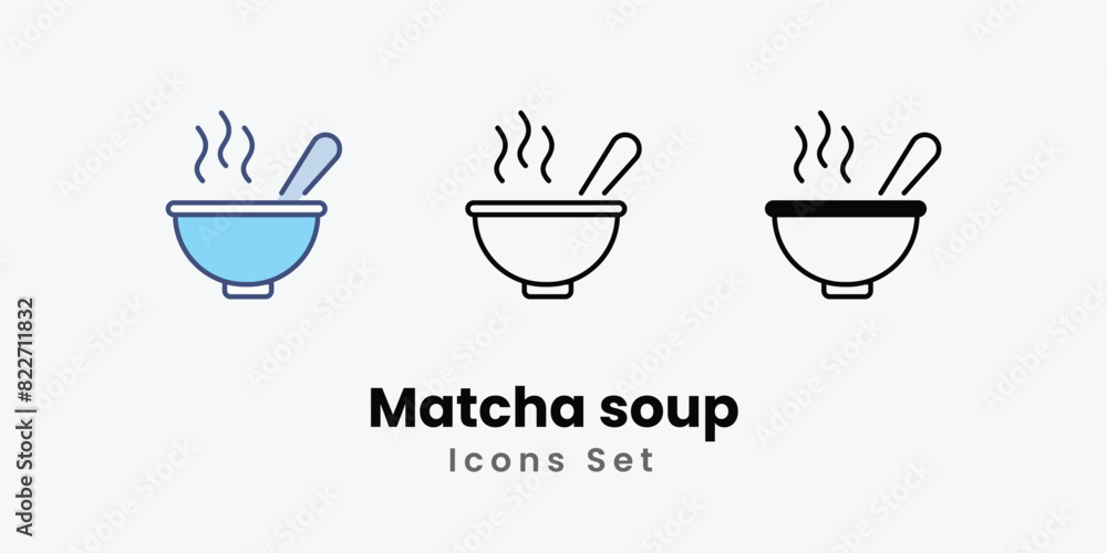 Matcha soup icons set vector stock illustration Matcha soup icons set vector stock illustration