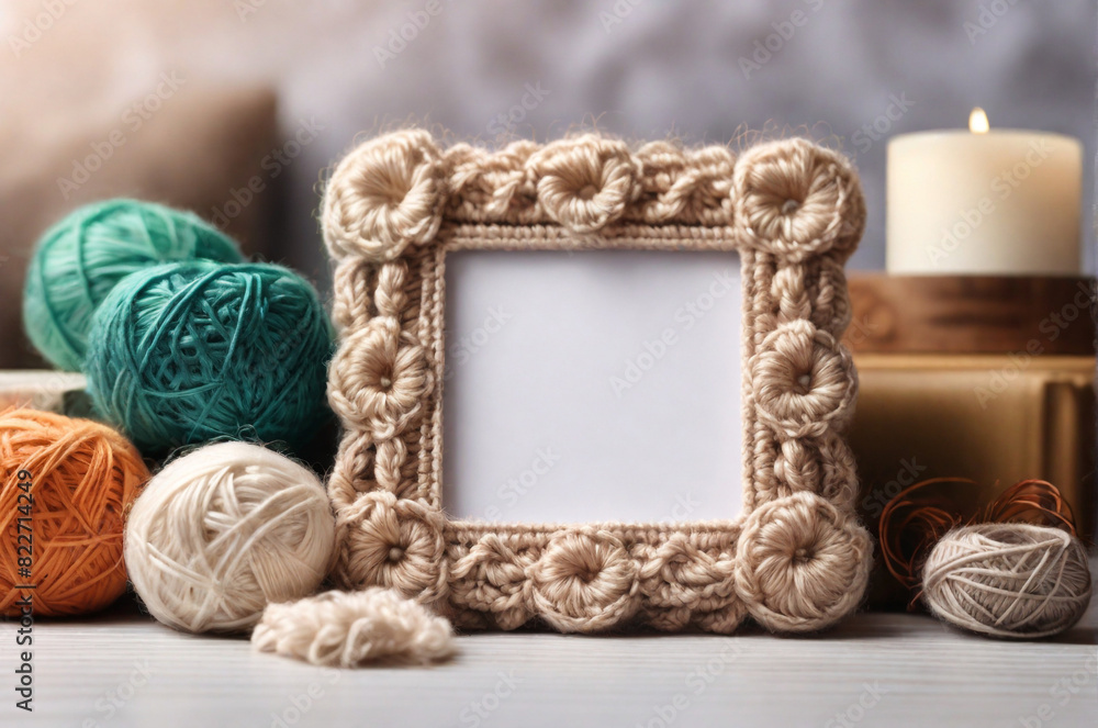 Crochet Frame Decoration Featuring Empty Space, Ready for Your Customization. Crochet Frame Decoration Featuring Empty Space, Ready for Your Customization.